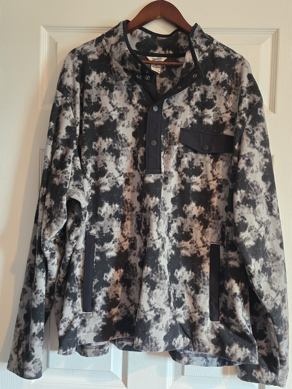 Duluth Trading Co Black & Gray Tie-Dye Pullover Shirt Jacket
